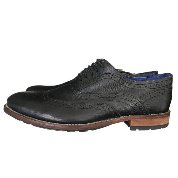Ted Baker Mens Black Leather Wingtip Brogue Oxford Dress Shoes UK11 EU45 US12 - Picture 3 of 6